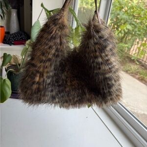 Chic Faux Fur Leopard Print Bag